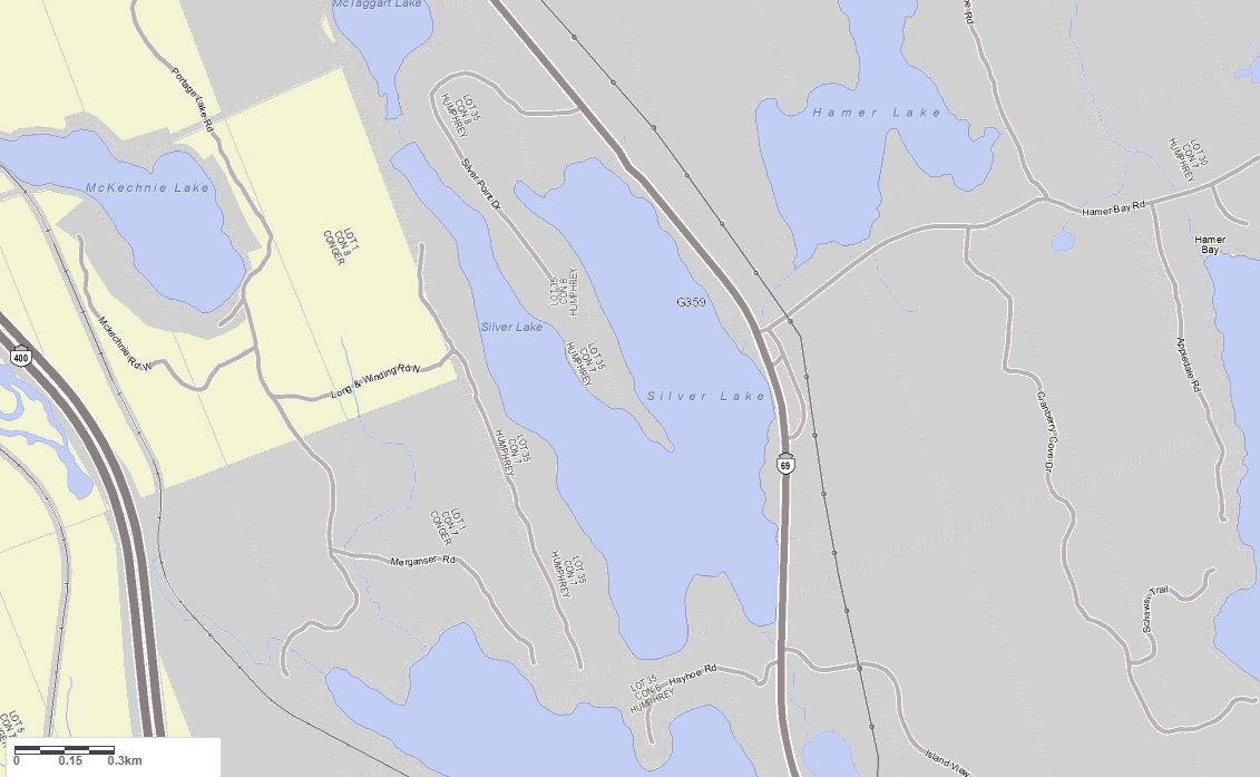 Crown Land Map of Silver Lake in Municipality of Seguin and the District of Parry Sound